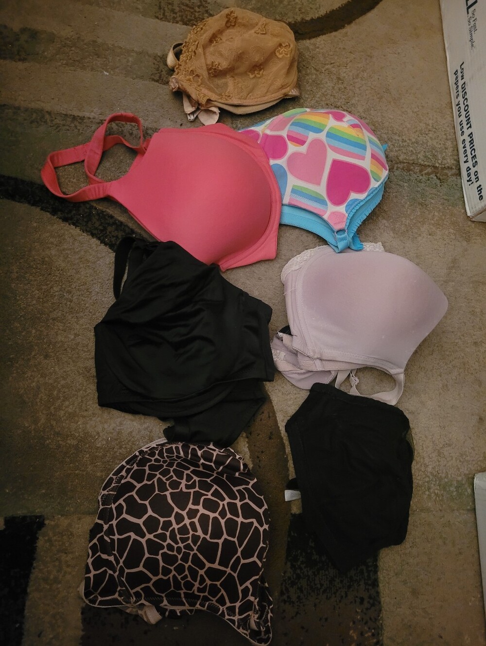 Assorted  Bras - Neutral, Bright Pink/Coral & Rainbow Heart